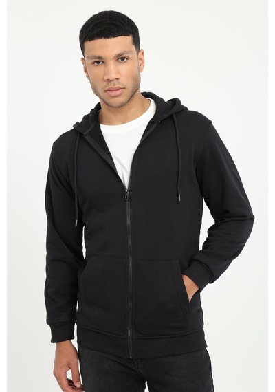 Dufy Erkek Regular Fit Kapüşonlu Siyah Sweatshirt-19452
