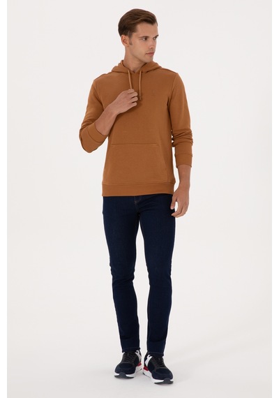 U.S. Polo Assn. Erkek Regular Fit Kapüşonlu Camel Basic Sweatshirt 50313720-VR233