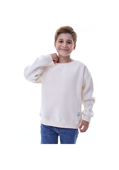 Erkek Çocuk Sweatshirt %100 Pamuk Rahat Kalıp 5-10 Yaş Krem