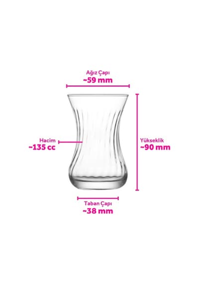 LAV Demet Cam Çay Bardağı 6 Kişilik 135 ml