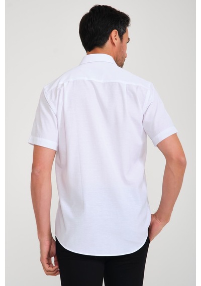 Klasik Kısa Kol Neon Çiçek Armür Hediye Kutulu Erkek Gömlek Fs-001214 - Beyaz-1699
