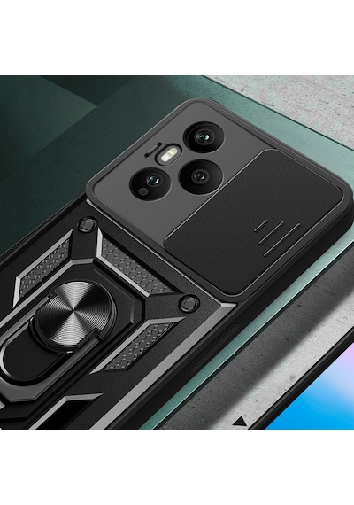 Nourthkiingdom Honor 400 Pro Kılıf Magnetik Standlı Kamera Korumalı Zore Sürgülü Vega Kapak - Mavi Mavi