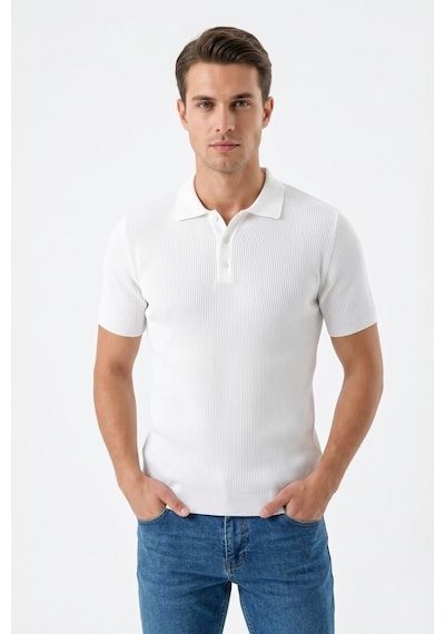 Baglan Erkek Spor Polo Yaka Triko Tişört Bgl-st05370 Beyaz