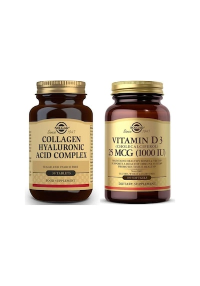 Solgar Hyaluronic Acid Collagen Complex 30 Tablet + Vitamin D3 1000ıu 100 Kapsül