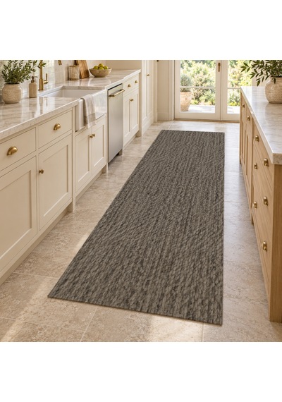 Kartela Halı Doğal Sisal Antrasit Koridor Mutfak Yolluk Halısı Kaymaz Taban Yıkanabilir 100x300 Cm