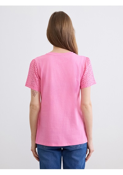 Lcw Comfort Pembe Bisiklet Yaka Brode Detaylı Bluz