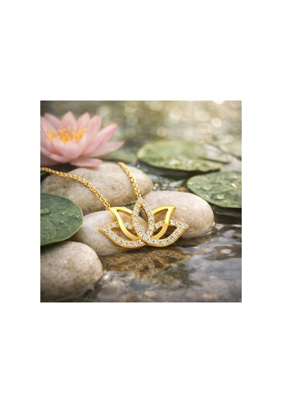 Gümüş Gold Lotus Çiçeği Kadın Kolye Gümüş Gümüş
