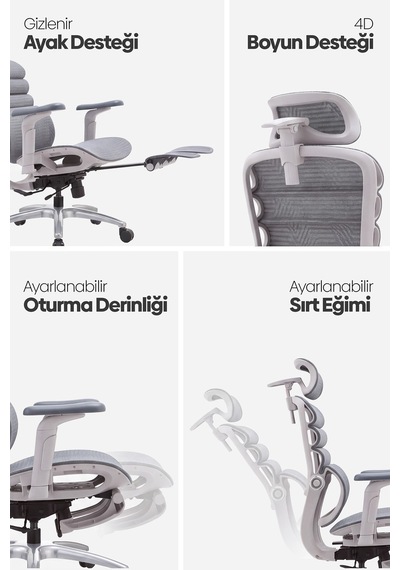 Rosso Ergonomik Çalışma Koltuğu - Gri