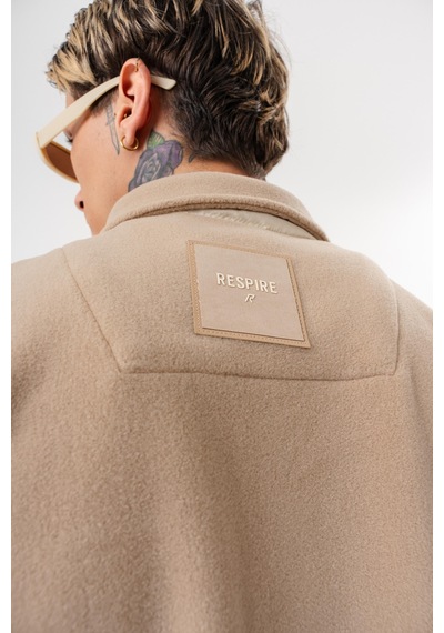 Respire Erkek Zip Oversize Polar Ceket Bej
