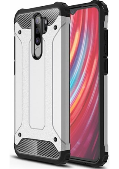 Redmi Note 8 Pro Kılıf Crash Zırh Silikon Kılıf Gri