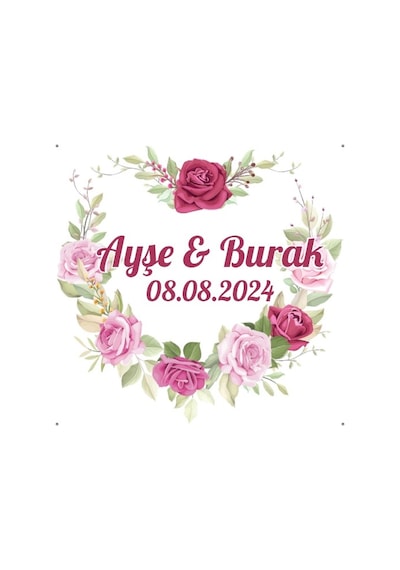 Kırmızı Meyveli Yuvarlak Çelenk Etiketi Kına Nişan Düğün 3x3 Cm Özel Etiket / 50 Adet Sticker Beyaz