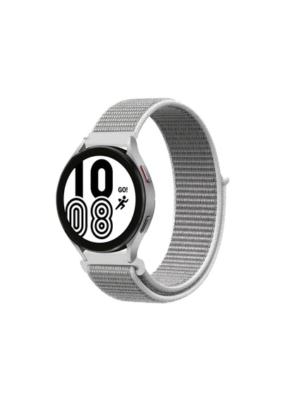 Mey İthalat Samsung Samsung Uyumlu Galaxy Watch 4 Hasırlı Cırtcırtlı Kordon - Beyaz