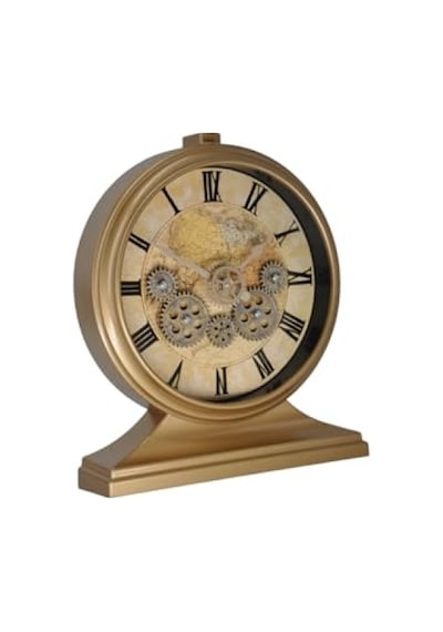 Modern Kadranlı Döner Çarklı Duvar Saati - Gold Renk 0240-keçe-şekilli-48cm