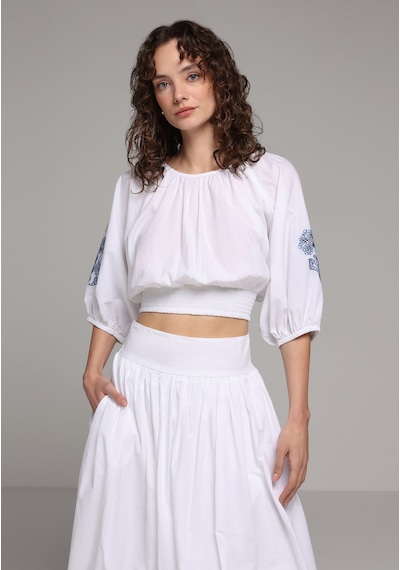 Colin's Colins Fashion Fit Omzu Açık Jakarlı Kadın Beyaz ¾ Kol Gömlek Cl1080426 Q1.v1 Wht