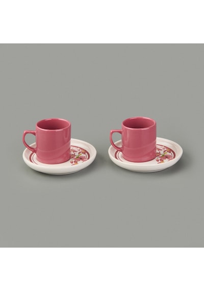 Kitchen Flowery Nordic 4 Parça Kahve Fincanı - Mürdüm - 110 Ml Çok Renkli