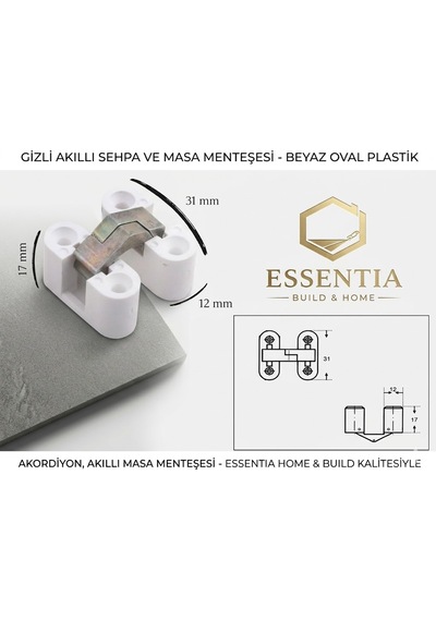 Gizli Akıllı Sehpa Ve Masa Menteşesi Beyaz Oval Plastik , Akordiyon, Akıllı Masa Menteşesi 2 Adet