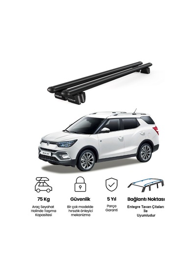 Pençe Ssangyong Xlv 2016 Ve Sonrası Uyumlu Siyah Ara Atkı Port Bagaj Tavan Barı