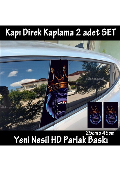 Kral Göril Maymun Folyo - 2kapı İçin 2adet Sticker Kaplama - Tuning Modifiye