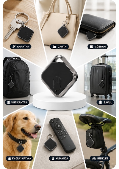 Bluetooth Akıllı Konum Takip Cihazı - Find My Uyumlu Anahtarlık Tracker - Eşya Bulucu 1