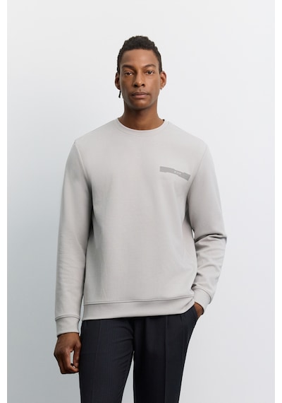 Avva Erkek Gri Bisiklet Yaka Kolay Ütülenen Baskılı Pamuklu Regular Fit Sweatshirt A62y1214