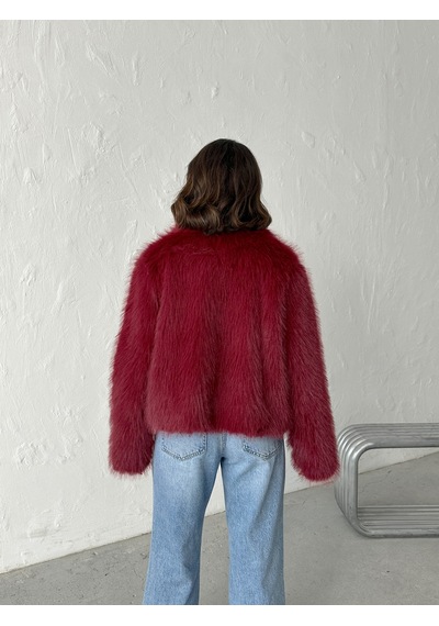 Verymoda Suni Kürk Kadın Mont- F1820 Bordo