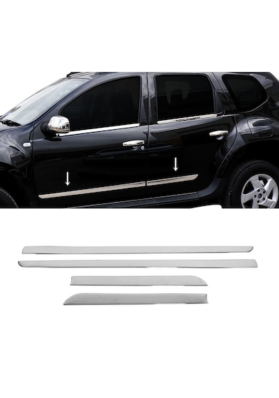 Dacia Duster 2010-2017 Arası Krom Yan Kapı Çıtası 4 Prç P.çelik