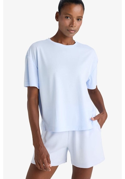 DeFactoFit Oversize Geniş Kalıp Bisiklet Yaka Sporcu Modal Kısa Kollu Tişört E2932AX25SMBE337