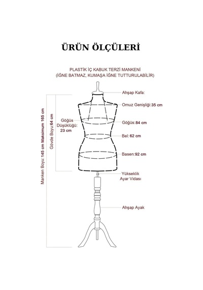 6 Adet Vitrin Amaçlı 36 Beden Terzi Vitrin Mankeni İğne Batmaz