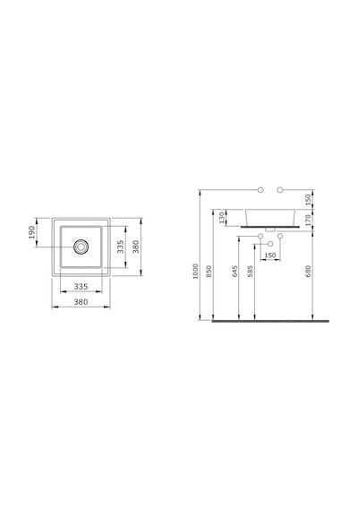 Bocchi Vessel 38 CM Mat Antrasit Kare Lavabo 1173-020-0125