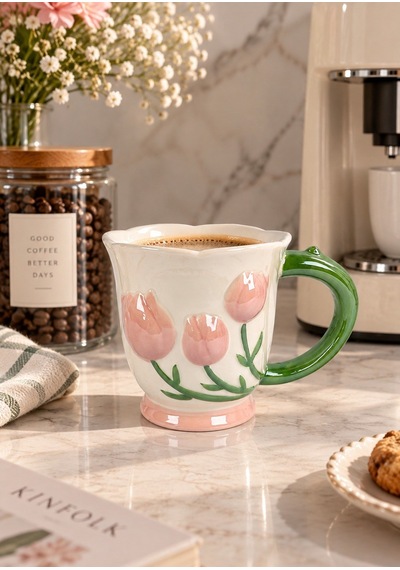 Tulip Lüsterli Pembe Porselen Kupa 420 Ml-7762 Çok Renkli