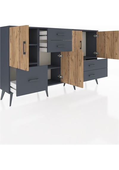 Arges Konsol 4 Raflı 5 Çekmeceli 4 Kapaklı 176x30x99 Antrasit-çam/antrasit Atlas Çam/antrasıt - Antrasıt Arges Konsol 4 Raflı 5 Çekmeceli 4 Kapaklı 176x30x99 Antrasit-çam/antrasit Atlas Çam/antrasıt - Antrasıt