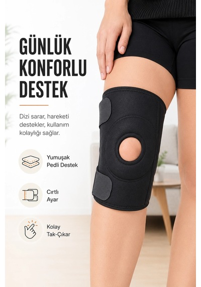 Ayarlanabilir Cırtlı Açık Patella Dizlik Spor Ve Günlük Ortopedik Diz Bandajı Ortez