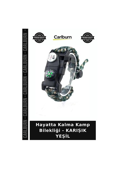 Hayatta Kalma Kamp Bilekliği - Karışık Yeşil Fonksiyonel Takı Yol Gösterici Sesli Uyarıcı Çok Renkli