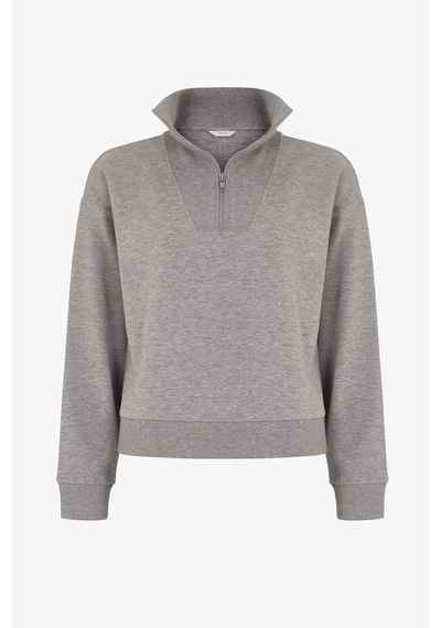 Penti Gri Yarım Fermuarlı Şardonlu Sweatshirt Gri Melanj