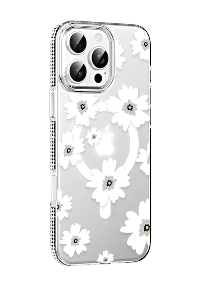 Joko Apple Apple iPhone Uyumlu  16 Pro Max Floral Magsafe Kapak - Beyaz