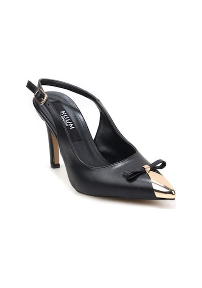 Kuum London K145-25882 Kadın Topuklu Arkası Açık Stiletto Ayakkabı Sıyah