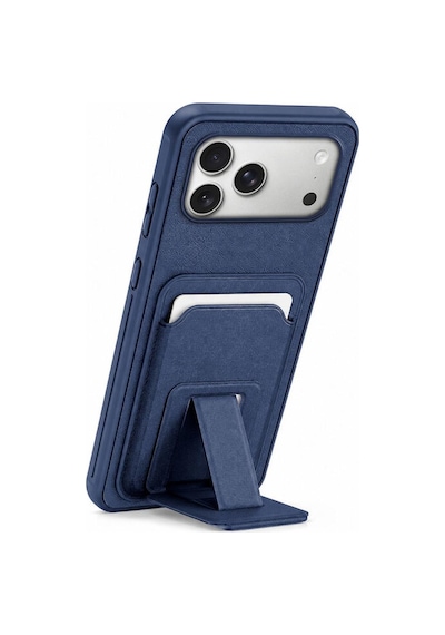 Apple İphone 17 Pro Max Uyumlu Kılıf Flexstand Kartlıklı Silikon Kılıf Lacivert