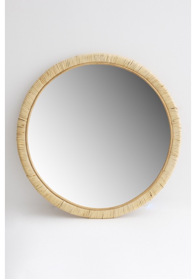 Meander El Yapımı Rattan Yuvarlak Dekoratif Ayna 80cm 8905 Naturel