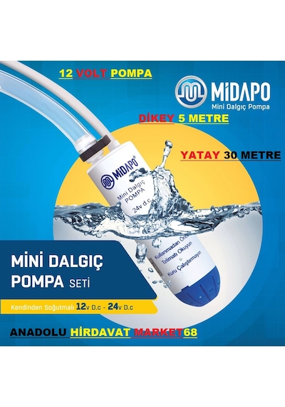 Midapo 12 Volt Mazot Aktarma Pompası Dalgıç Süt Sıvı Su Aktarma 1