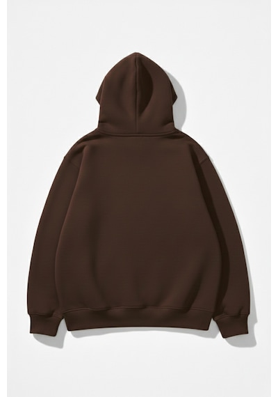 Uyguntarz Unisex Yumuşak Dokulu 3 İplik Umber Oversize Sweatshirt Kahverengi