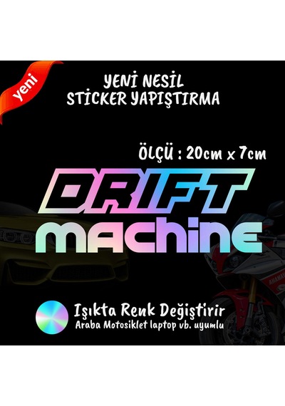 Drift Machine 2 Adet Hologram Sticker - Modifiye Etiket Yazı