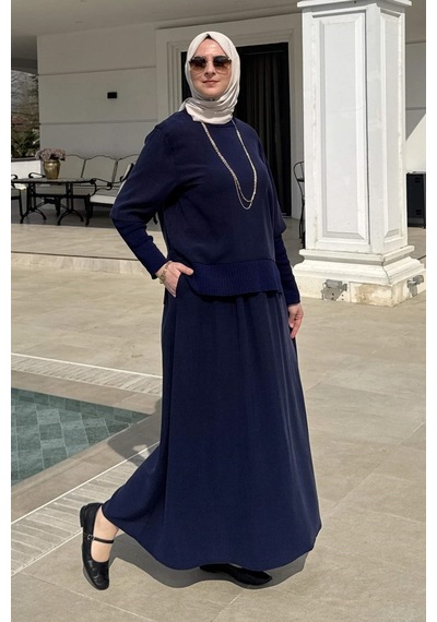 Rabia Şamlı Ela Modal Takım Lacivert Normal