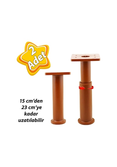 2 Adet Modül Ayarlanabilir Destek Ayağı 15 X 23 Cm Kahverengi Ayak Mobilya Kanepe Baza Koltuk Ünite Ayakları