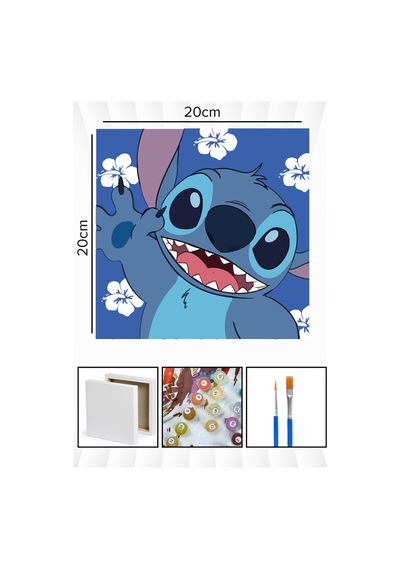 Sayılarla Boyama 20x20 Cm Tuval Seti Fırça Boya Dahil Çıtaya Gerili - Stick Çiçek