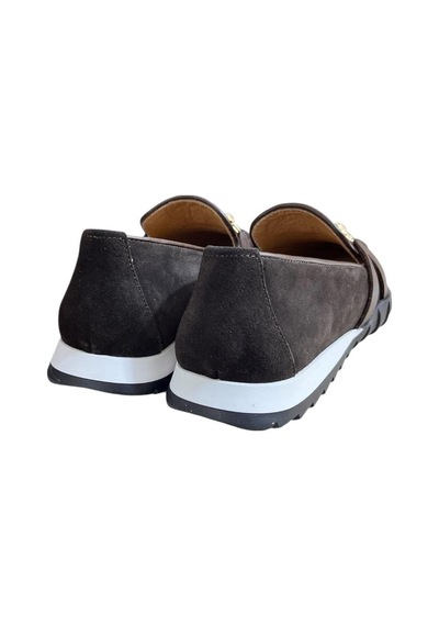 Kahve Hakiki Deri Süet Toka Detay Comfort Taban Spor Loafer Kahverengi