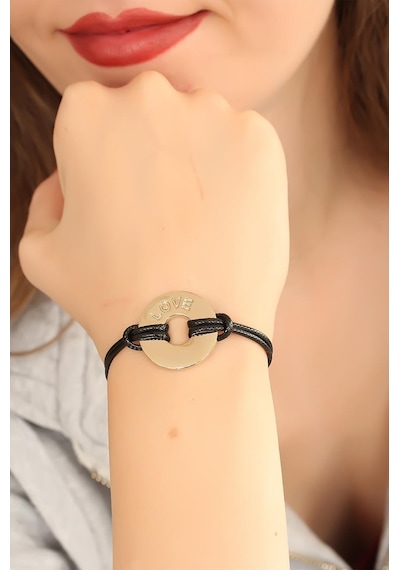 Love Aşık Siyah Deri İpli Unisex Mood Bileklik Çok Renkli