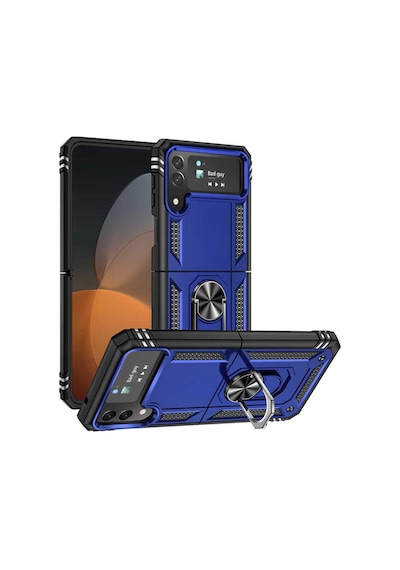 Galaxy Z Flip 4 Uyumlu Zore Vega Seri Tank Zırh Koruma Kılıf-mavi