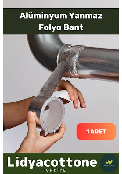 Yanmaz Folyo Bant 45mm - 5mt - Sıcaklığa Dayanıklı Tamir Soba Boru Yama Alüminyum