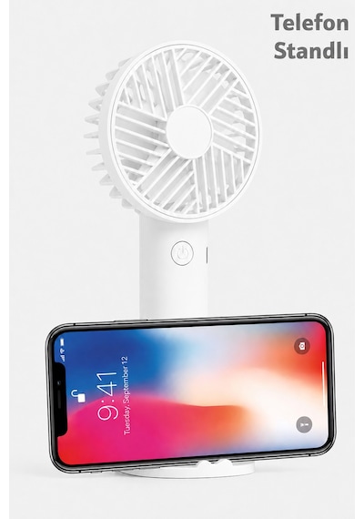 Standlı 3 Mod Şarjlı El Fanı 3 Kademe Seyahat Masaüstü Vantilatör Taşınabilir Mini Fan Beyaz F137