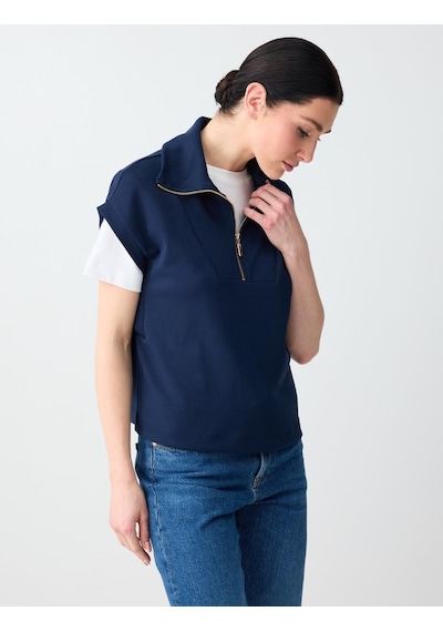 Jimmy Key Jimmy Key Lacivert Fermuarlı Balıkçı Yaka Kolsuz Örme Sweatshirt 6sw235710494